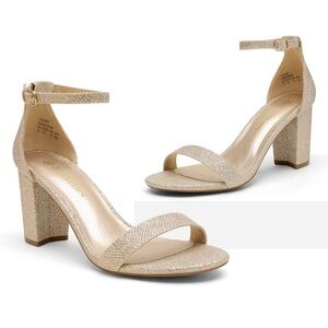 Dream Pairs Gold Glitter Block Heel Sandals - Size 5.5/EU 36